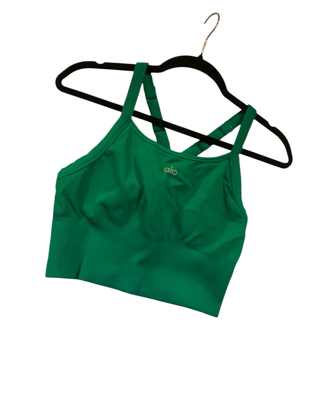 NWOT Alo Yoga Ribbed Tank/Short Set EMERALD GREEN Size Medium - Picture 2 of 7